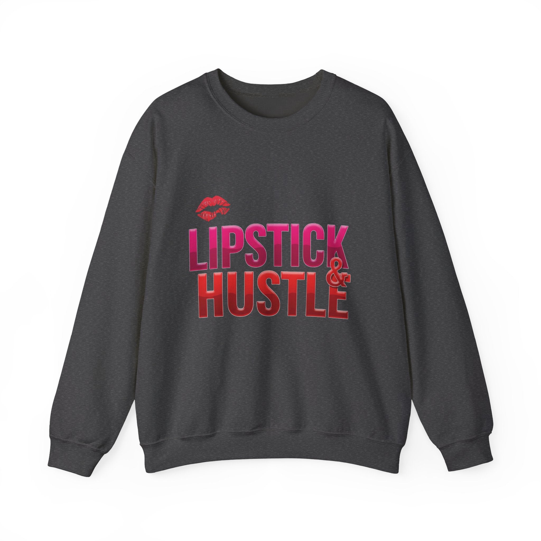 Lipstick & Hustle Crewneck Sweatshirt, Motivational Apparel, Fashion for Boss Babes, Gift for Her, Casual Chic Style