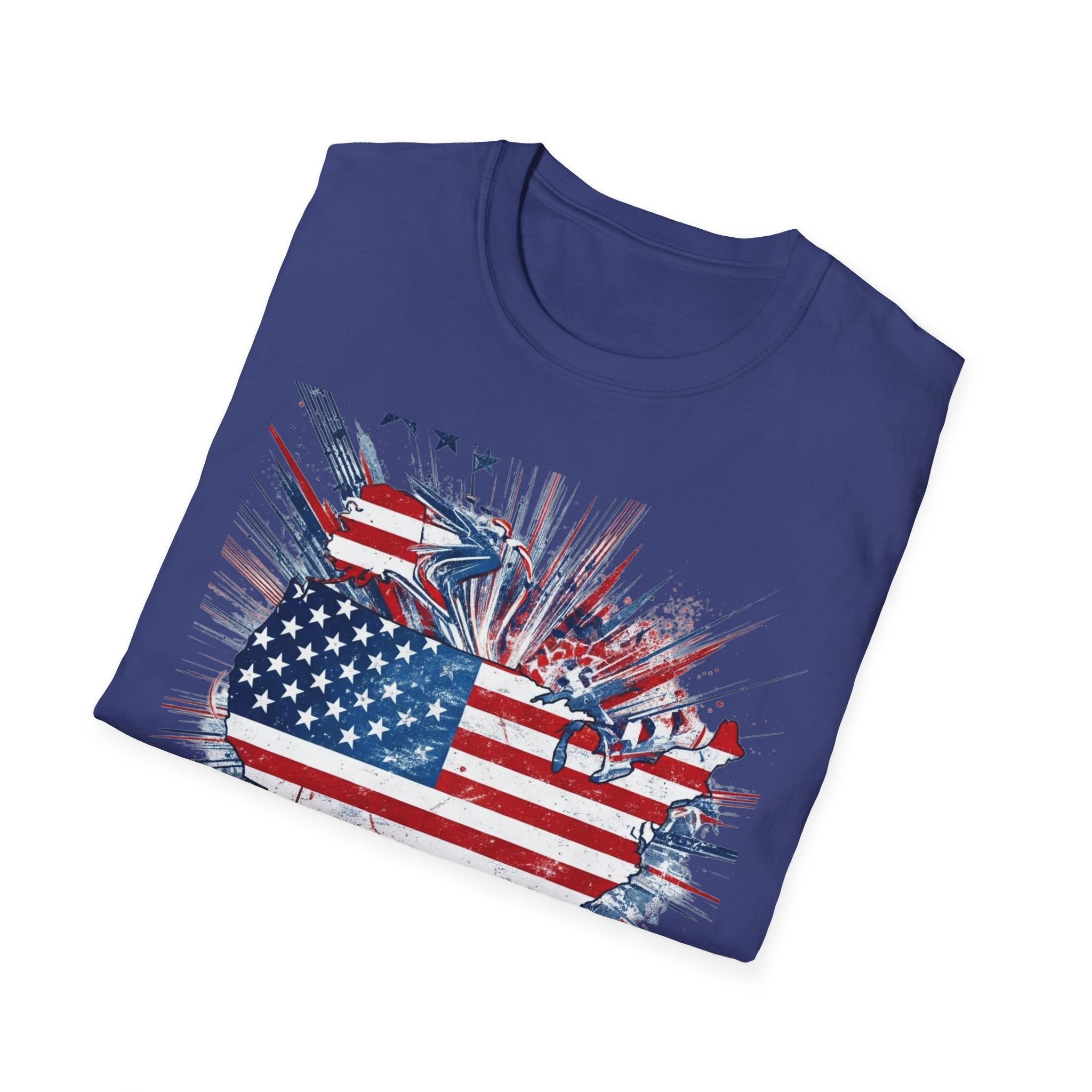Patriotic Unisex T-Shirt with USA Flag Design, American Pride Tee, Independence Day Shirt, Casual Wear, Gift for Veterans