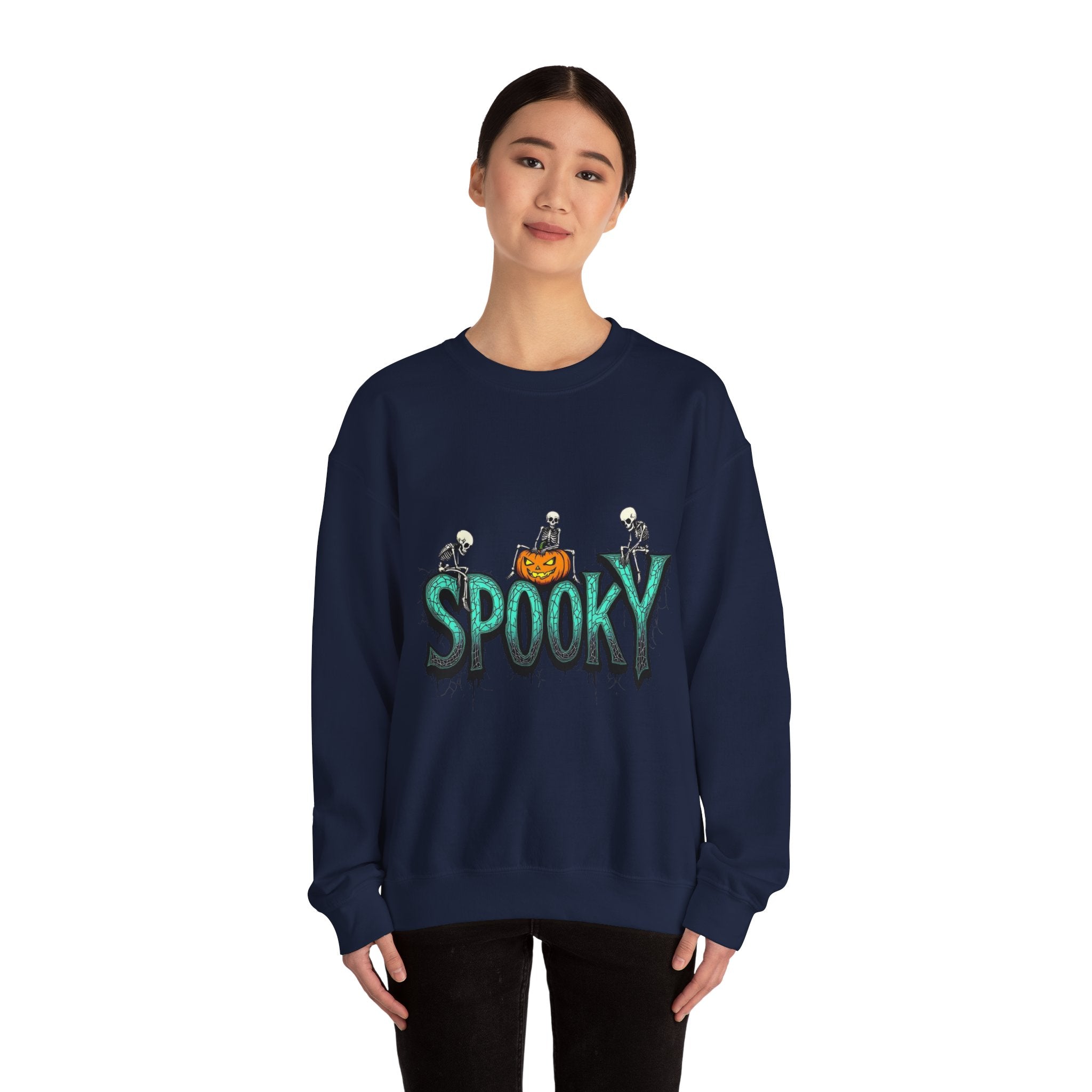 Spooky halloween sweatshirt unisex cozy crewneck fall scary ghost skeleton top