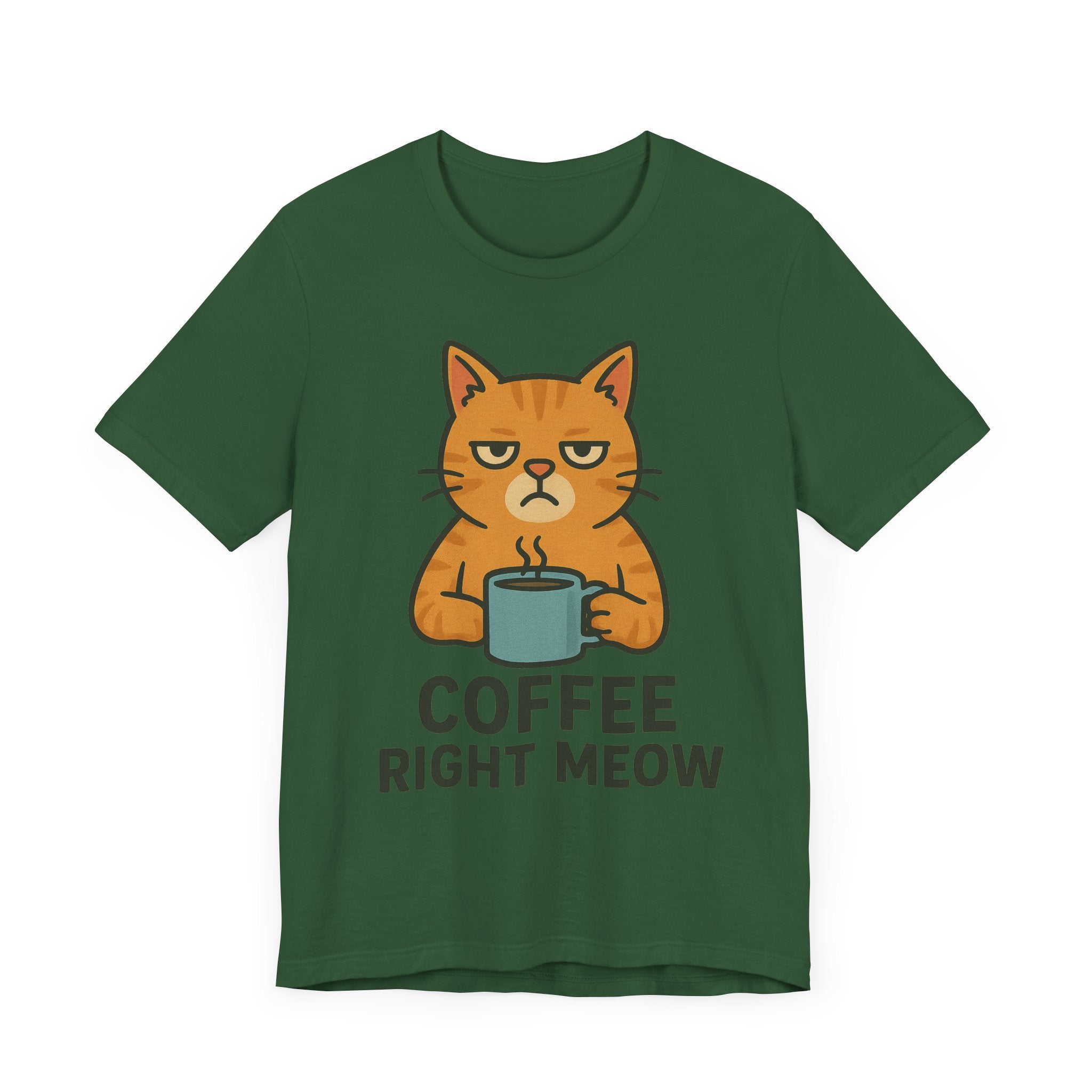 Cat Lover Funny Coffee Unisex Tee, Gift for Her, Cat Print Shirt, Short Sleeve Shirt, Funny Cat Tee