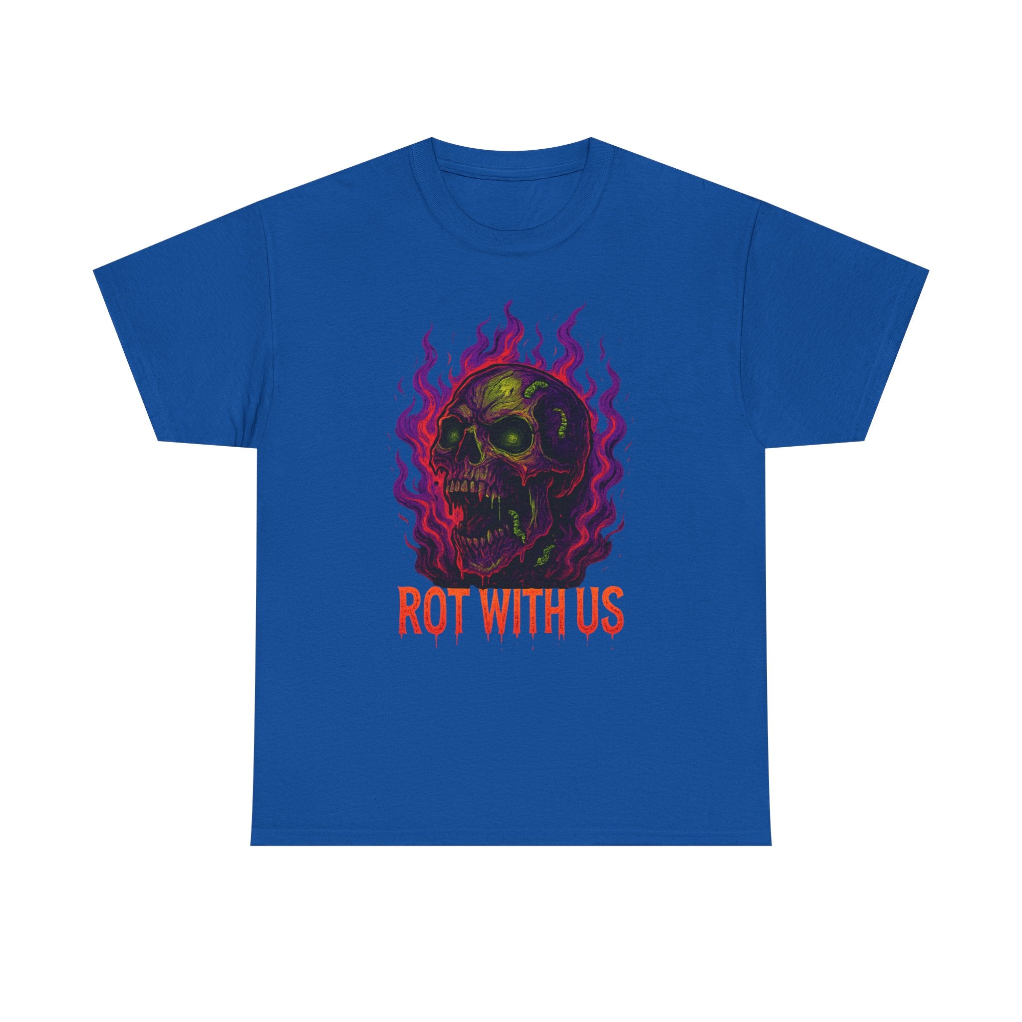 Gothic Unisex Heavy Cotton Tee - "Rot With Us" | Alternative Style, Halloween Shirt, Casual Graphic Tee, Gift for Him/Her