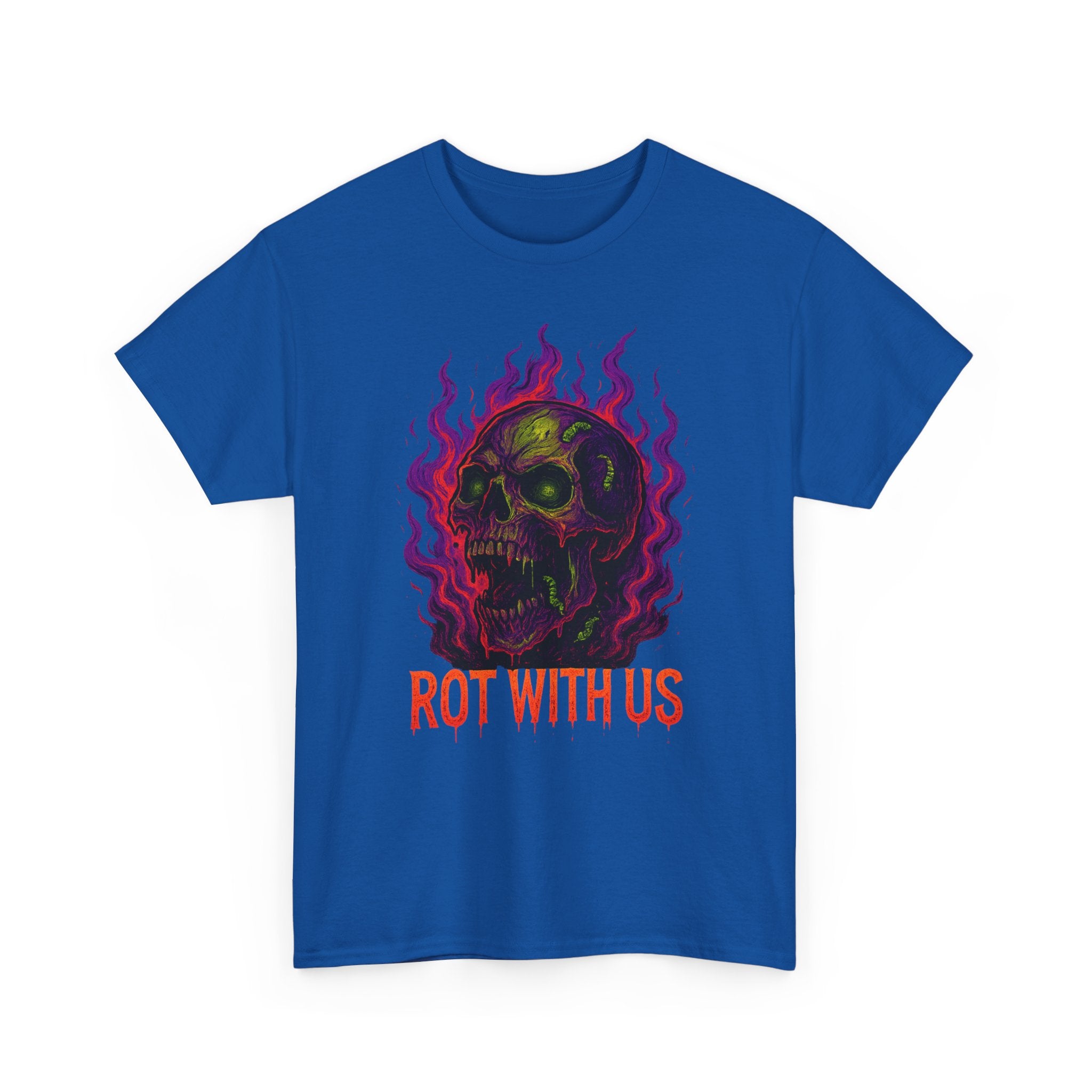 Gothic Unisex Heavy Cotton Tee - "Rot With Us" | Alternative Style, Halloween Shirt, Casual Graphic Tee, Gift for Him/Her