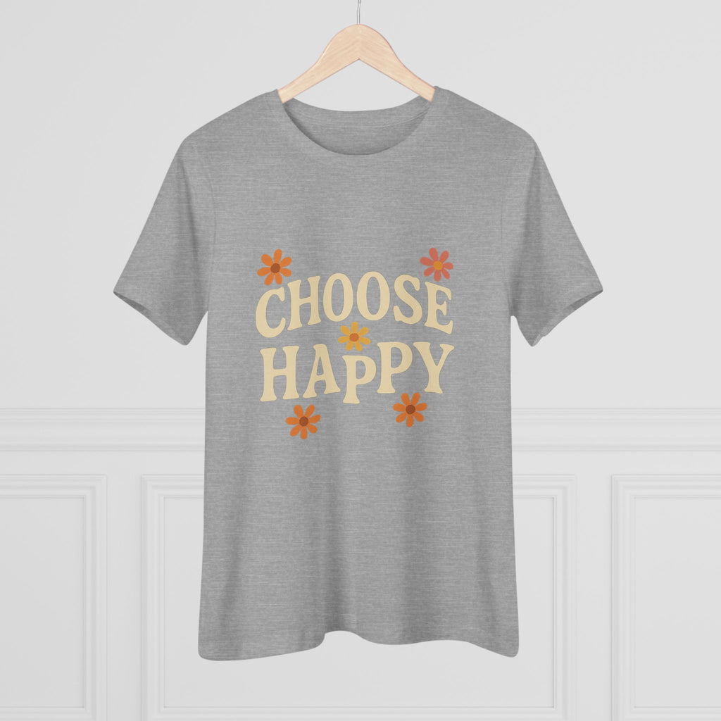 Choose Happy Women's Cotton Tee, Positive Vibes T-Shirt for Everyday Comfort, Gift for Friends, Casual Summer Wear, Inspirational Fashion