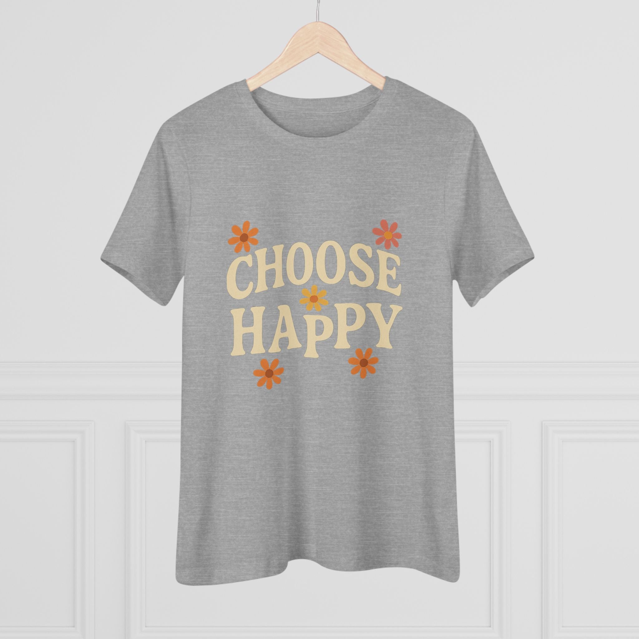 Choose Happy Women's Cotton Tee, Positive Vibes T-Shirt for Everyday Comfort, Gift for Friends, Casual Summer Wear, Inspirational Fashion
