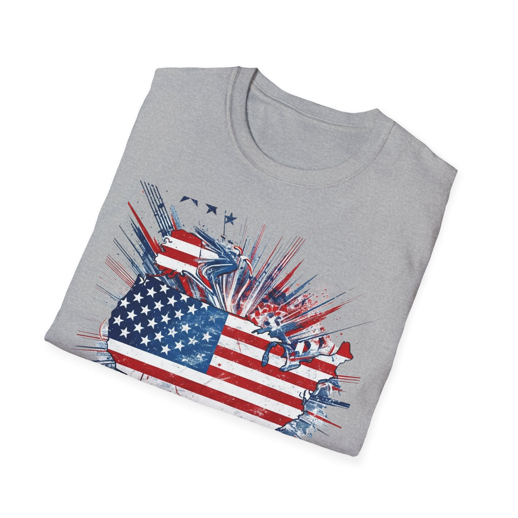 Patriotic Unisex T-Shirt with USA Flag Design, American Pride Tee, Independence Day Shirt, Casual Wear, Gift for Veterans