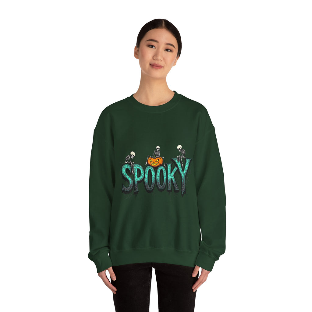 Spooky halloween sweatshirt unisex cozy crewneck fall scary ghost skeleton top