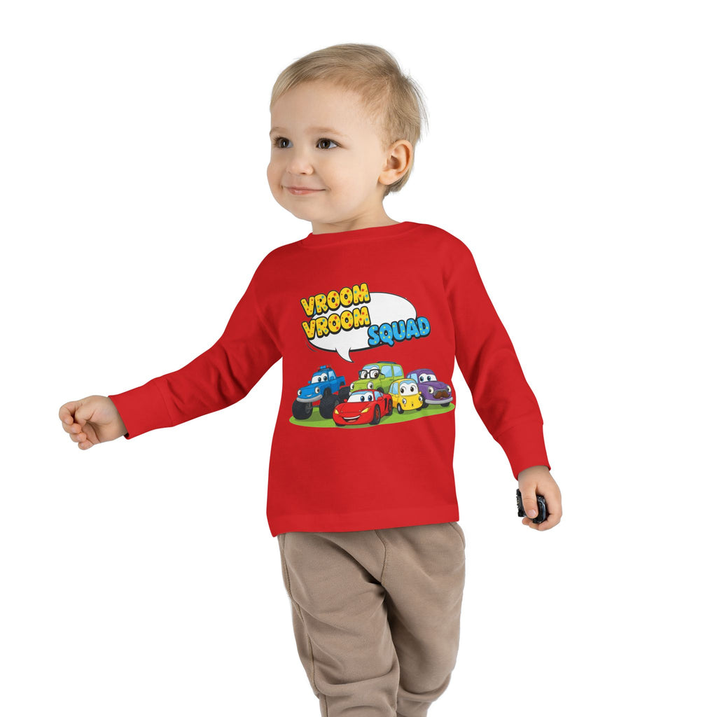Toddler Long Sleeve Tee - Vroom Vroom Squad, Kids Car Shirt, Birthday Gift, Toddler Apparel, Fun Playwear, Car Enthusiast Clothing