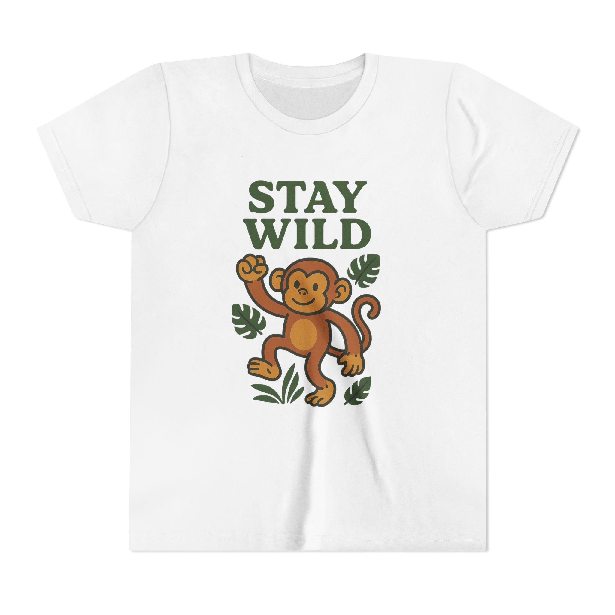 Youth Stay Wild Monkey Tee - Fun Summer T-Shirt, Kids Gift, Adventure Apparel, Birthday Shirt, Jungle Theme Clothing