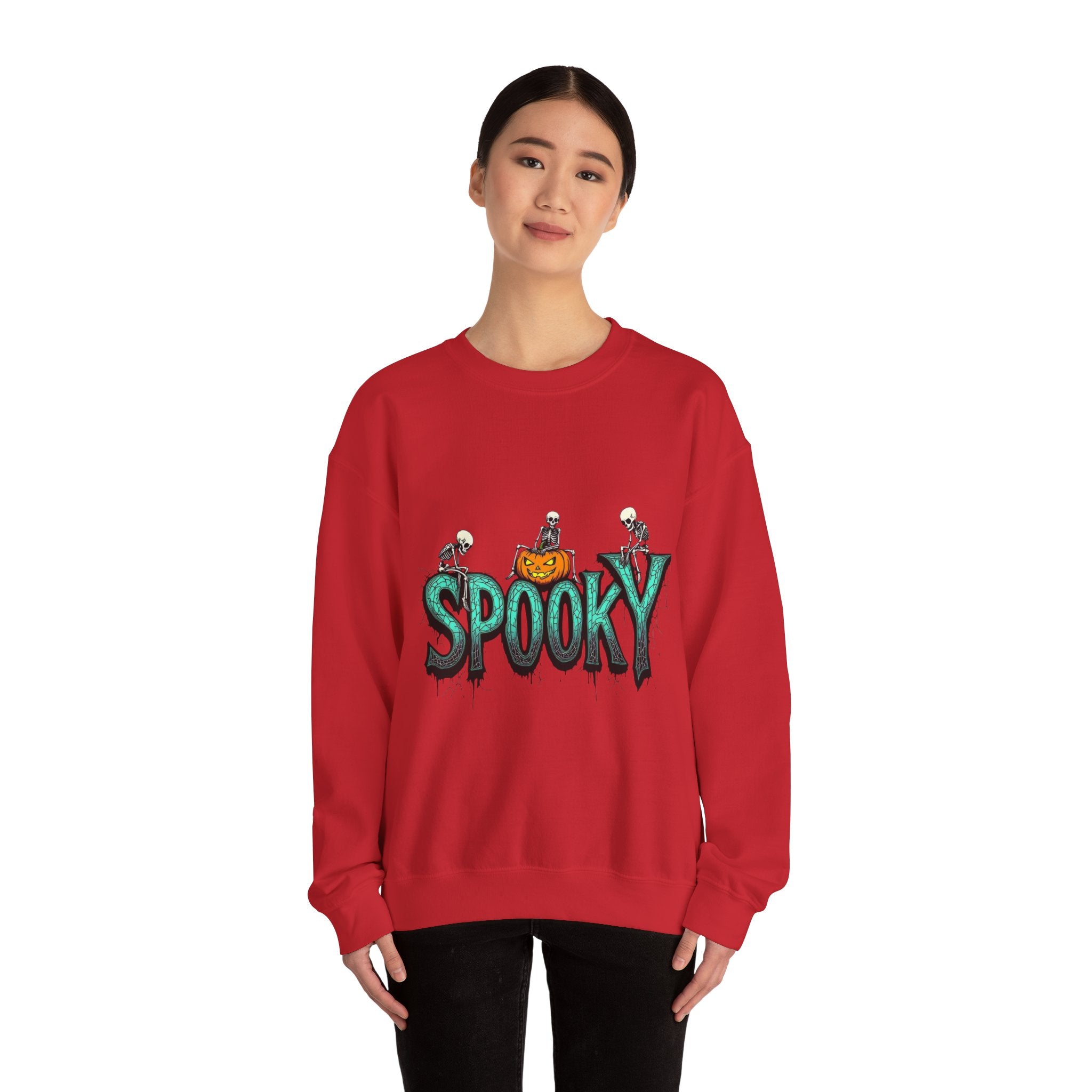 Spooky halloween sweatshirt unisex cozy crewneck fall scary ghost skeleton top
