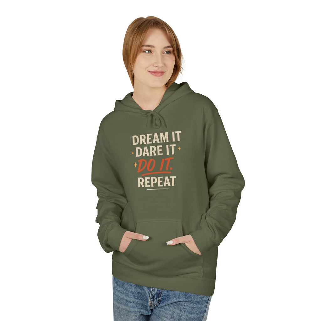 Inspirational Fleece Hoodie - Dream It Dare It Don't Repeat, Cozy Unisex Sweatshirt, Motivational Gift, Perfect for Everyday Wear, [...]