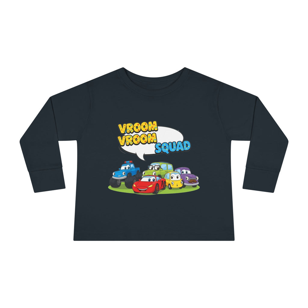 Toddler Long Sleeve Tee - Vroom Vroom Squad, Kids Car Shirt, Birthday Gift, Toddler Apparel, Fun Playwear, Car Enthusiast Clothing