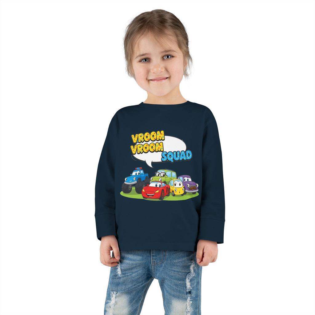 Toddler Long Sleeve Tee - Vroom Vroom Squad, Kids Car Shirt, Birthday Gift, Toddler Apparel, Fun Playwear, Car Enthusiast Clothing