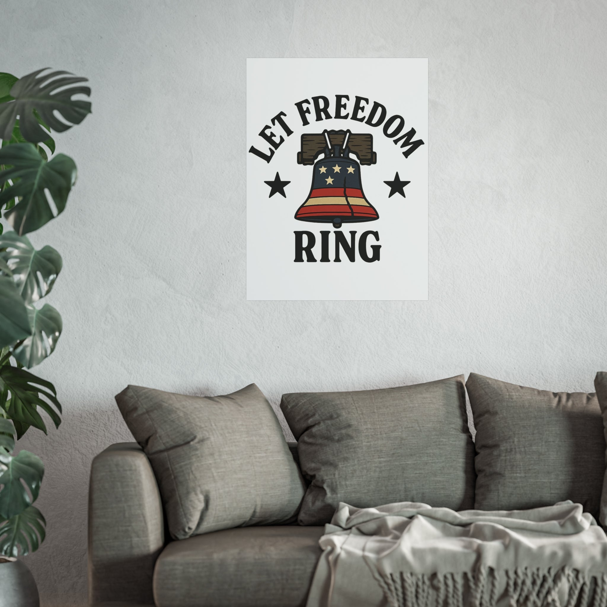 Patriotic Wall Art Print, Let Freedom Ring, American Decor, Freedom Posters, Home Decoration, Gift for Independence Day
