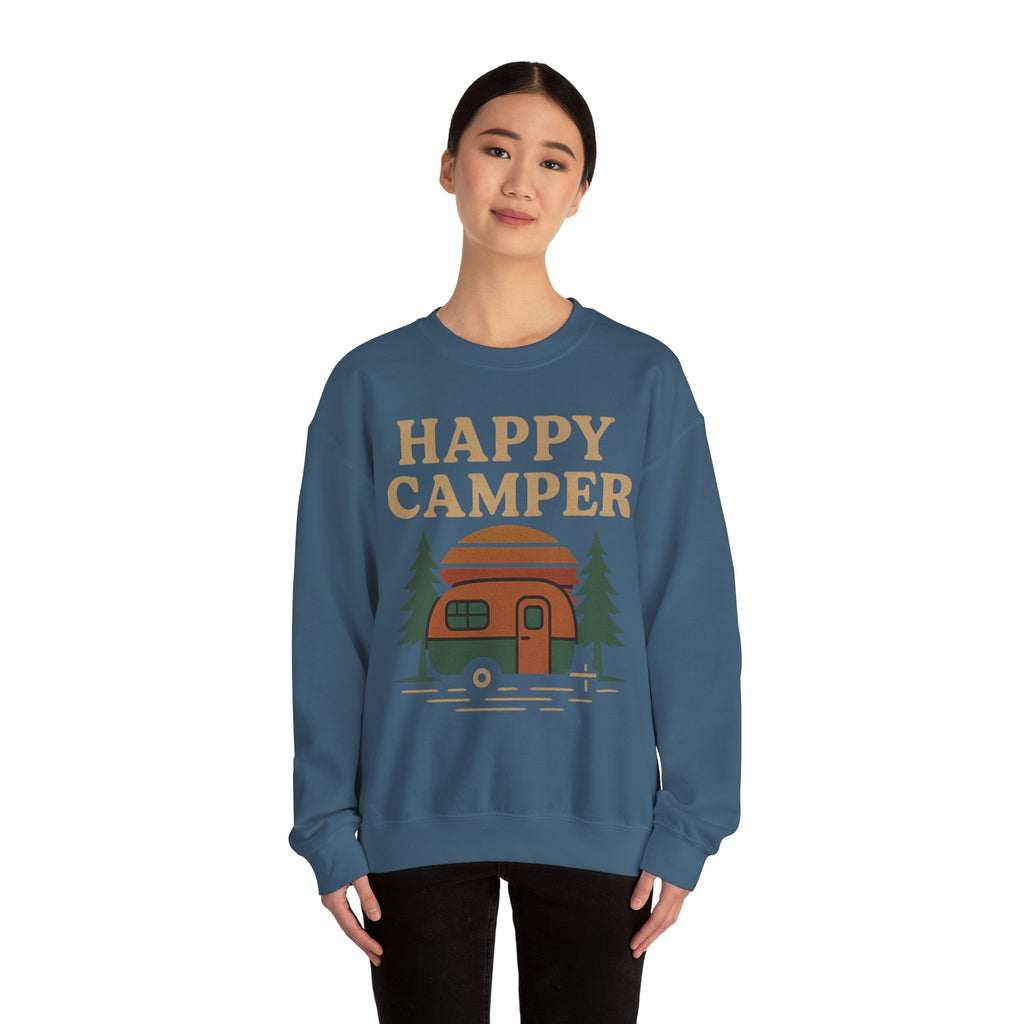 Gift For Campers Happy Camper Sweatshirt, Cozy Outdoor Crewneck, Perfect Gift for Campers, Adventure Apparel, Camping Lovers' Sweatshirt