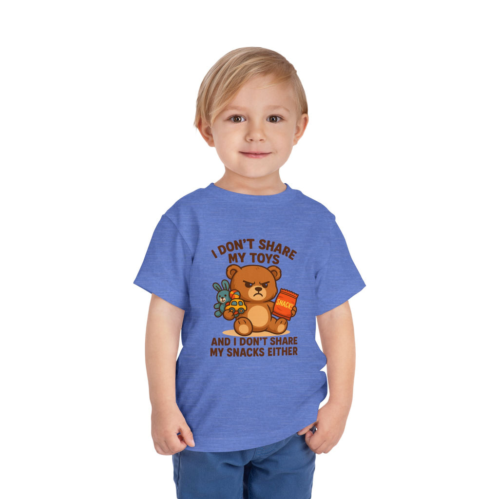 Playful Toddler Tee: I Don't Share My Toys and Snacks, Kids Graphic T-Shirt, Gift for Toddlers, Fun Casual Wear, Birthday Party Outfit