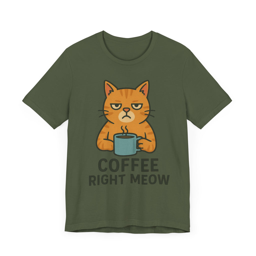 Cat Lover Funny Coffee Unisex Tee, Gift for Her, Cat Print Shirt, Short Sleeve Shirt, Funny Cat Tee