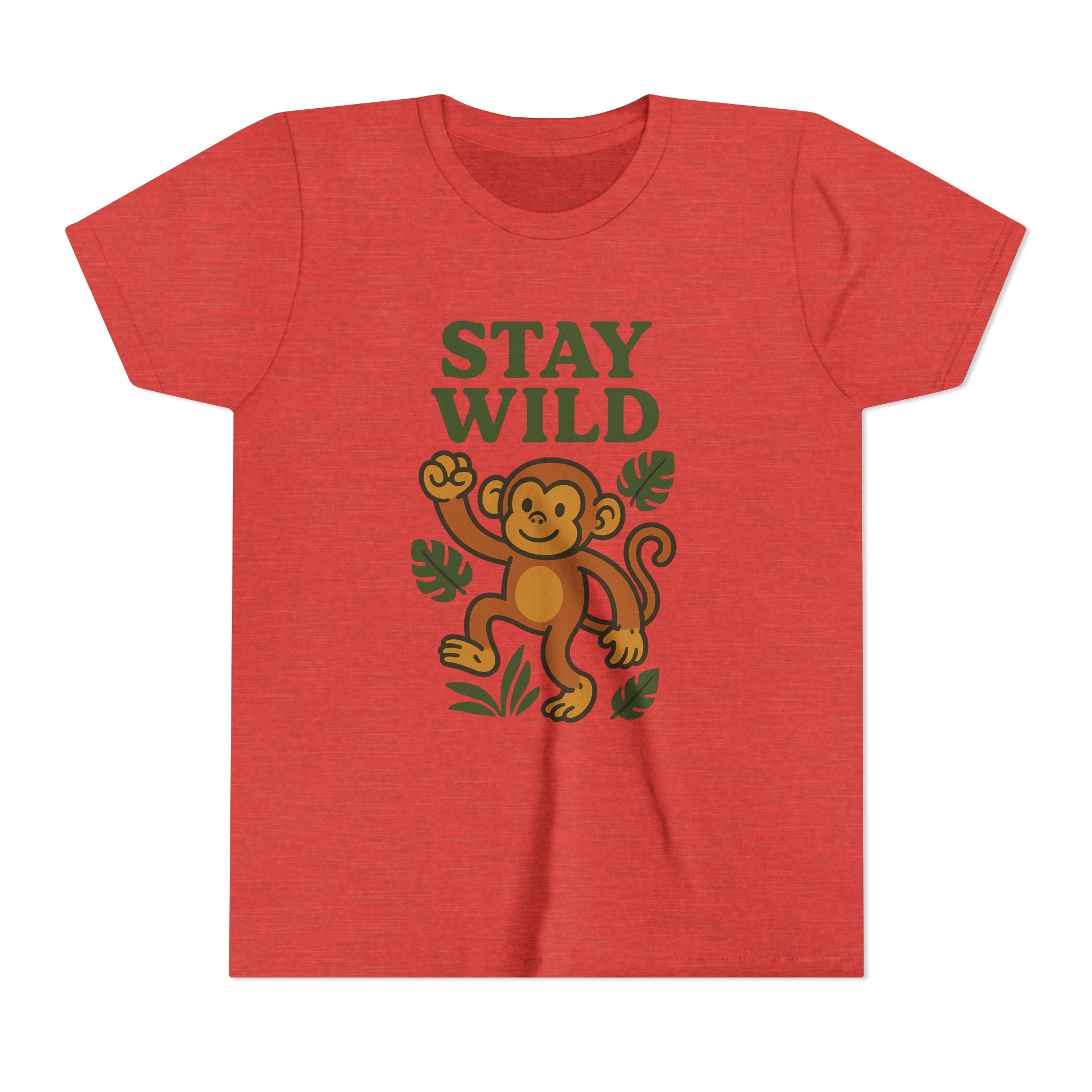 Youth Stay Wild Monkey Tee - Fun Summer T-Shirt, Kids Gift, Adventure Apparel, Birthday Shirt, Jungle Theme Clothing