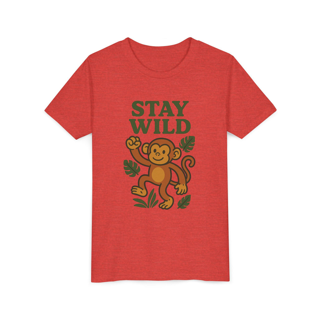 Youth Stay Wild Monkey Tee - Fun Summer T-Shirt, Kids Gift, Adventure Apparel, Birthday Shirt, Jungle Theme Clothing