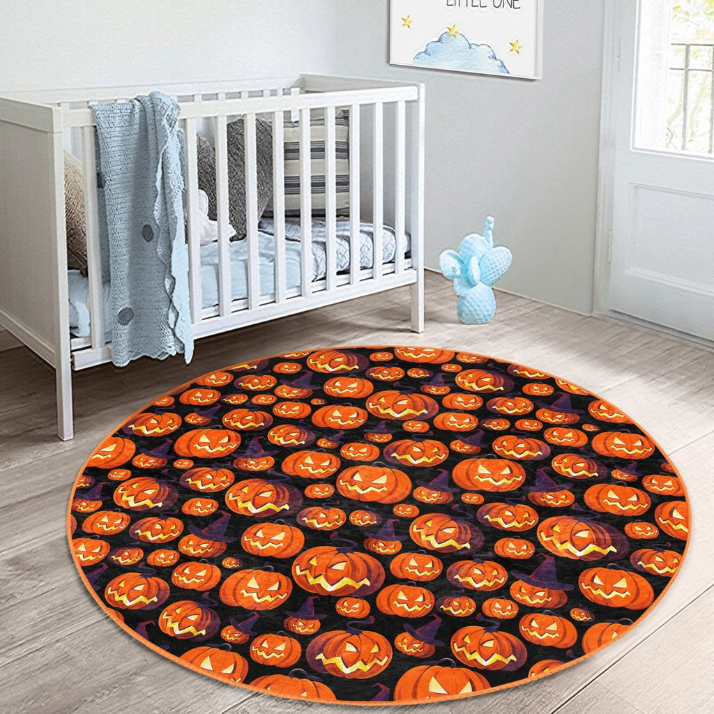 Halloween Pumpkin Pattern Kids Fall Decor Washable Rug | Homeezone