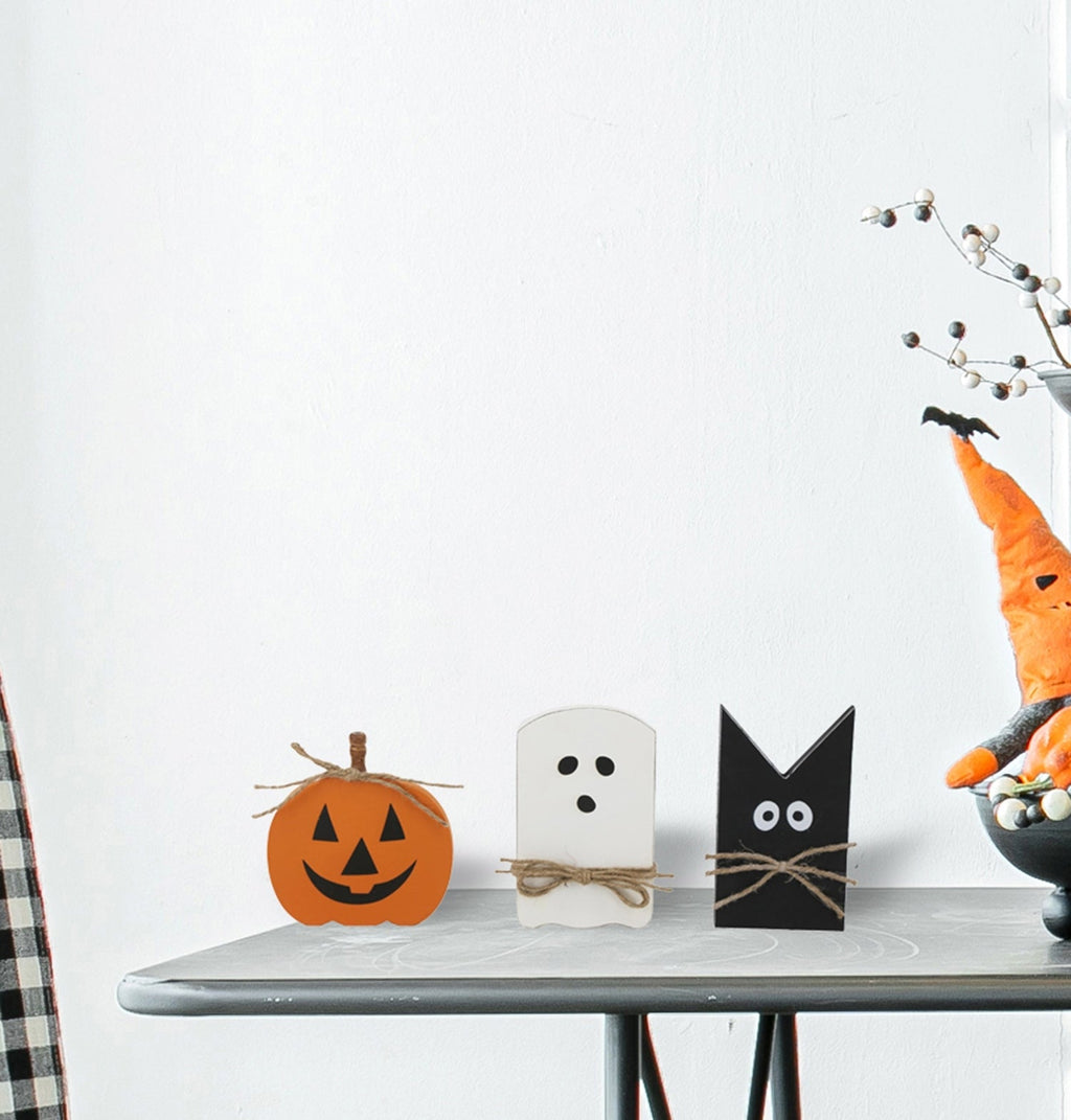 Set of 3 Halloween Holiday Table Decor, White: 4.8x8'  Black: 4.5x8'