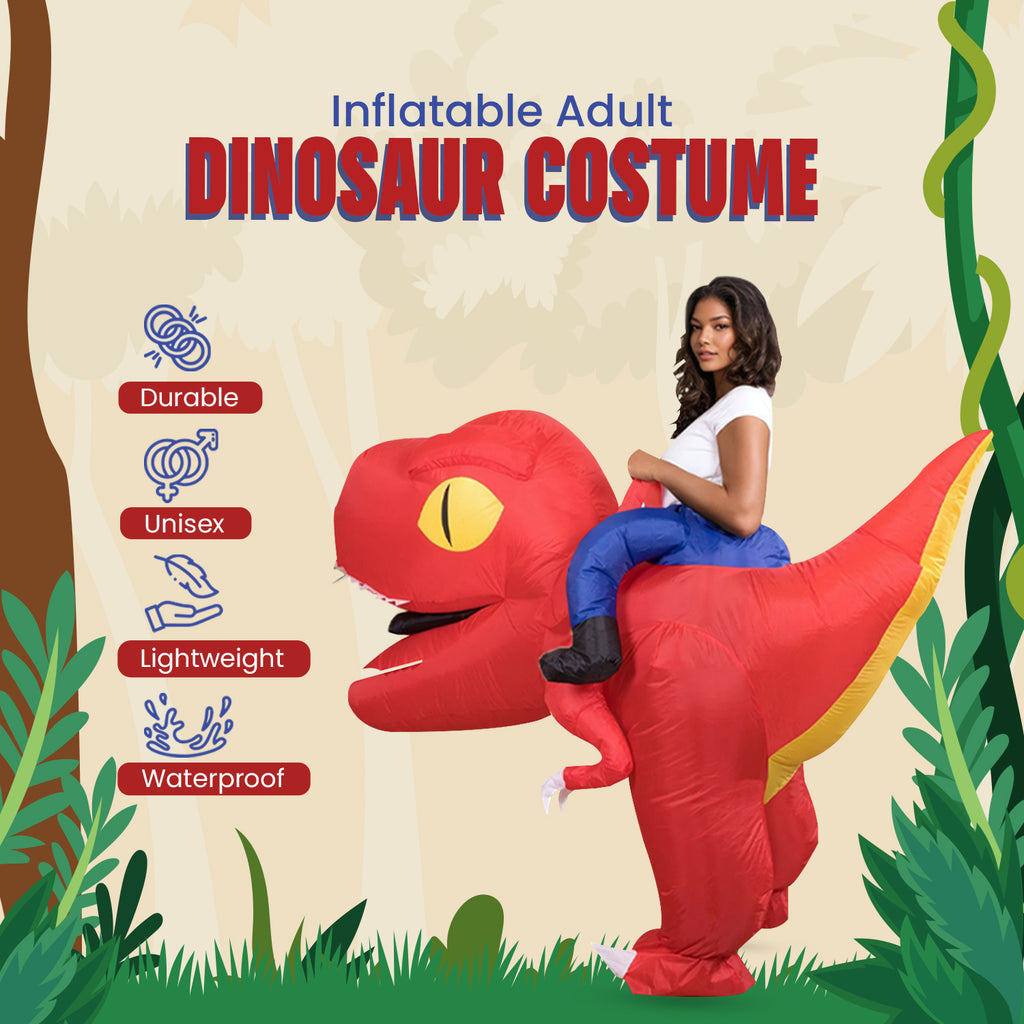 Adult Giant Head Ride-on Dinosaur Inflatable Costume Halloween Cosplay