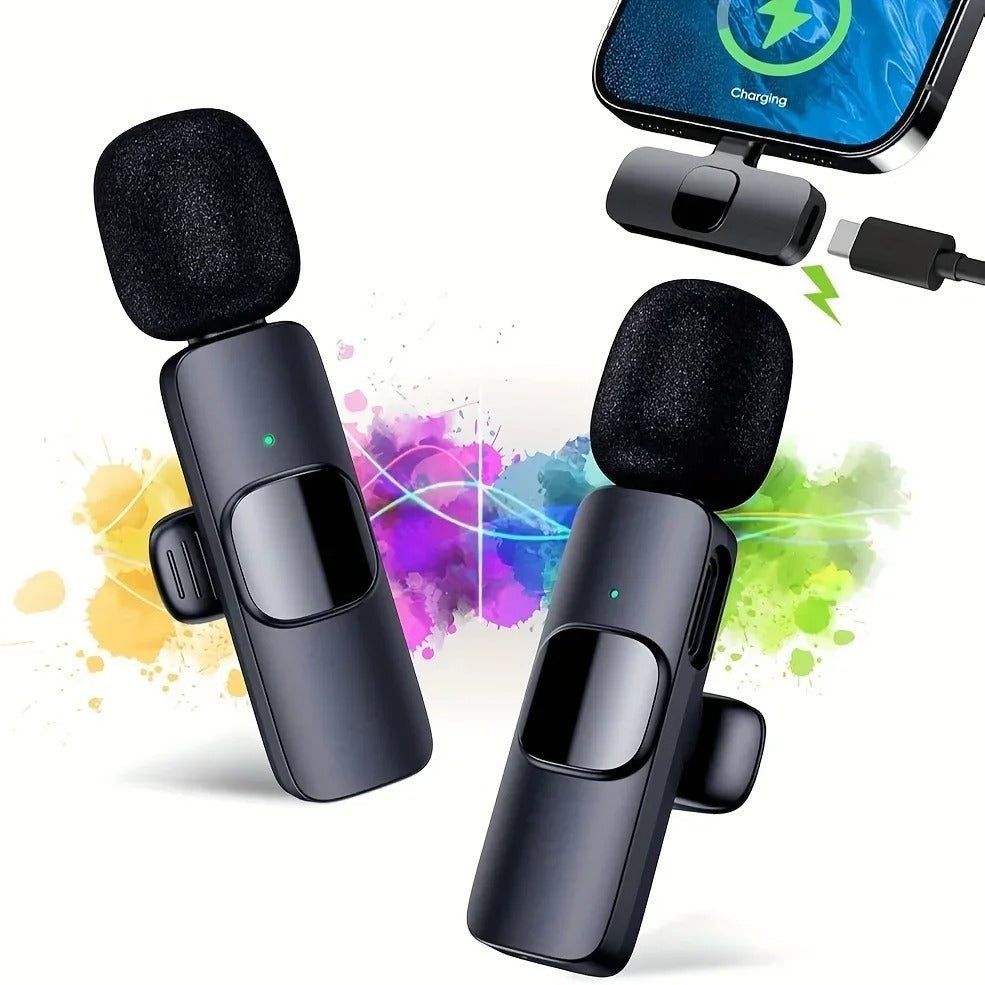 2 Wireless Microphone Video Recording Podcast Built-in Noise Reduction