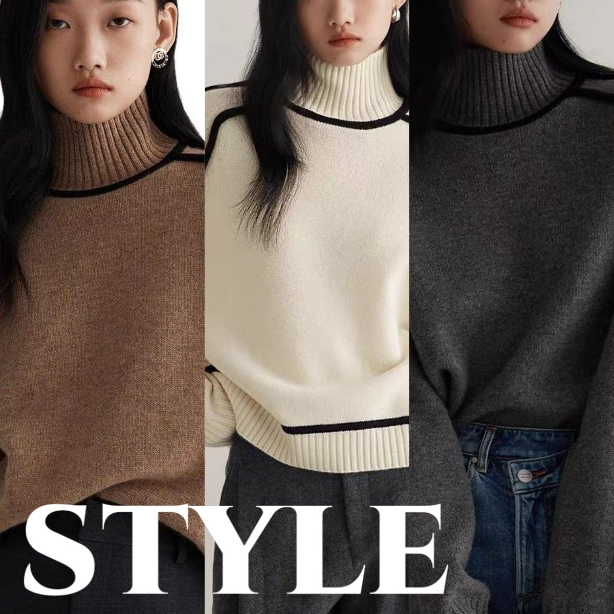 Autumn And Winter Half Turtleneck Three-dimensional Casual Loose