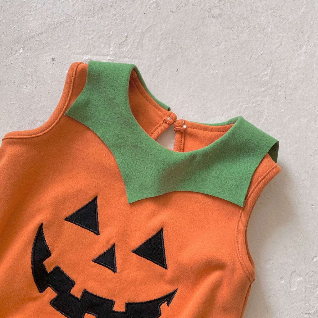 Autumn Arrival Baby Unisex Sleeveless Halloween Pumpkin Pattern